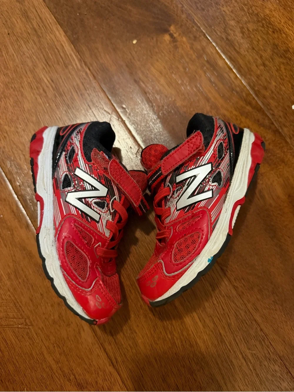 New Balance Kids Red and Black Velcro Lace Sneakers